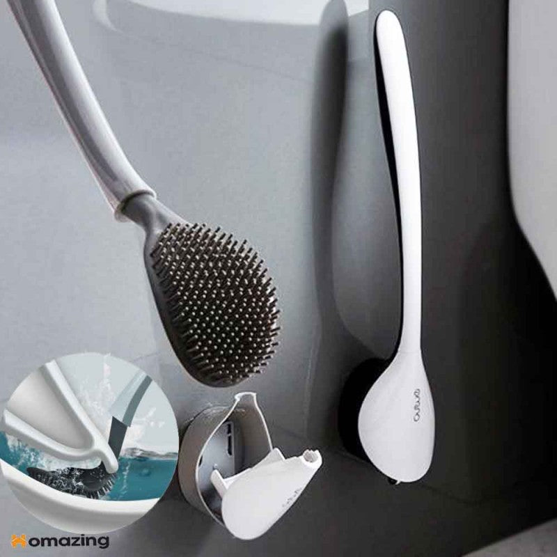 Flexible Toilet Brush With Holder WallMounted Homazing