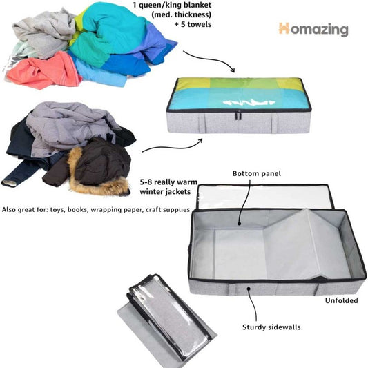 Under Bed Clothes Blanket Storage Organizer Foldable Premium