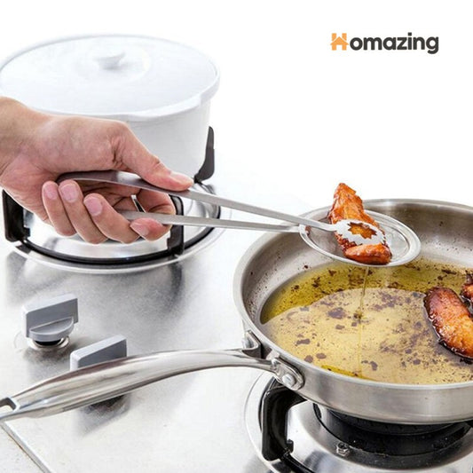 Frying Tong With Strainer Stainless Steel