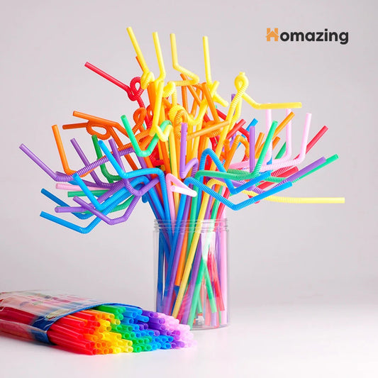 Disposable Plastic Color Straw 100pcs