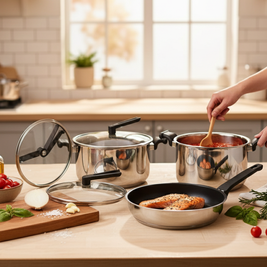 Alpenberg Granite-Coated Non-Stick Cookware 12-Piece Set with Glass Lids