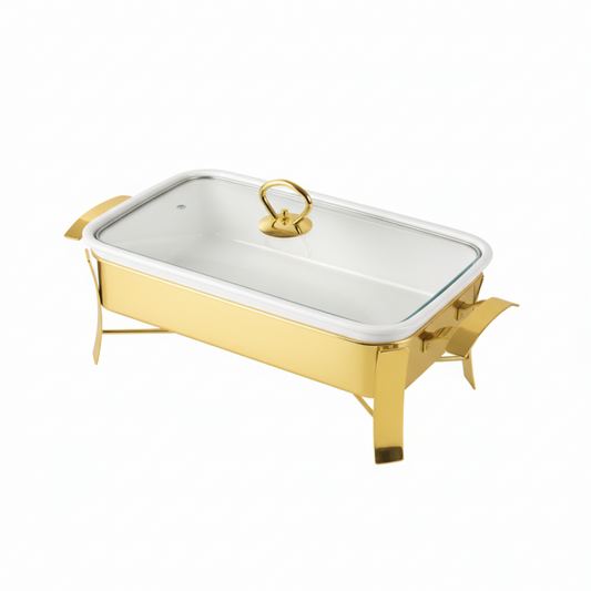 Brilliant Rectangular Buffet Serving Dish withglass lid 2L