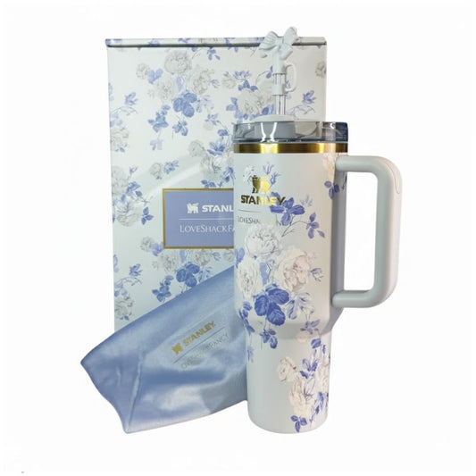 Stanley 40 OZ Tumbler Love Shack Fancy Quencher Everblooming Rosettes Gift Box Edition