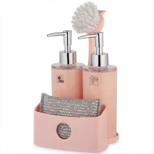Limon Twin Liquid Dispenser with Sponge Holder & Brush