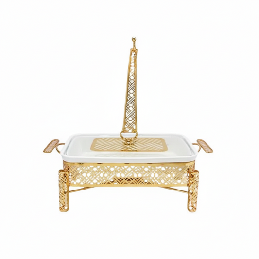 Brilliant Rectangular 13.5inch Serving Dish with Candle Stand & Glass Lid