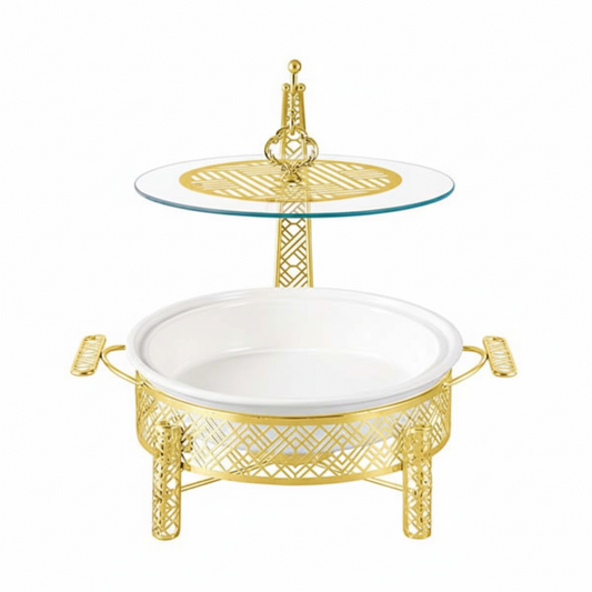 Brilliant Round 12inch Serving Dish with Candle Stand & Glass Lid
