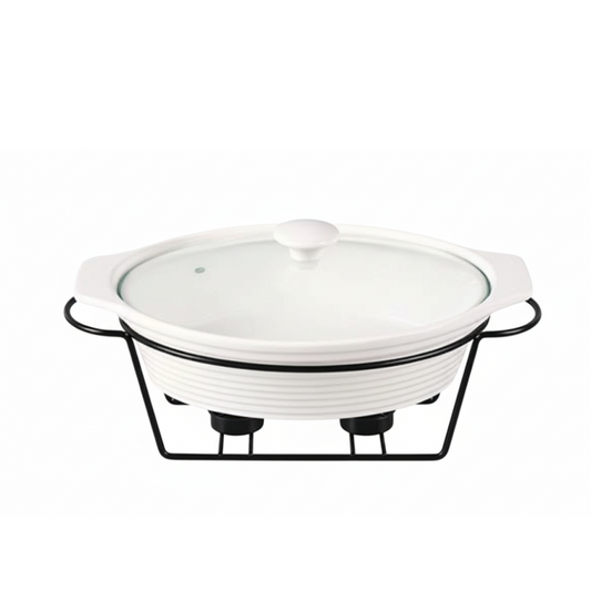 Brilliant Oval Buffet Casserole with Ceramic Dish And Glass Lid