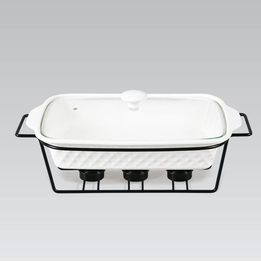 Brilliant Rectangular Burner Dish with Stand And Glass Lid