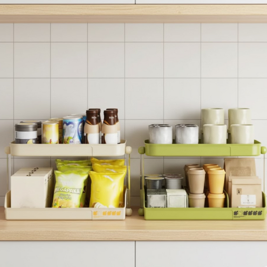 2 Tier Desktop Storage Shelf & Cup Holder