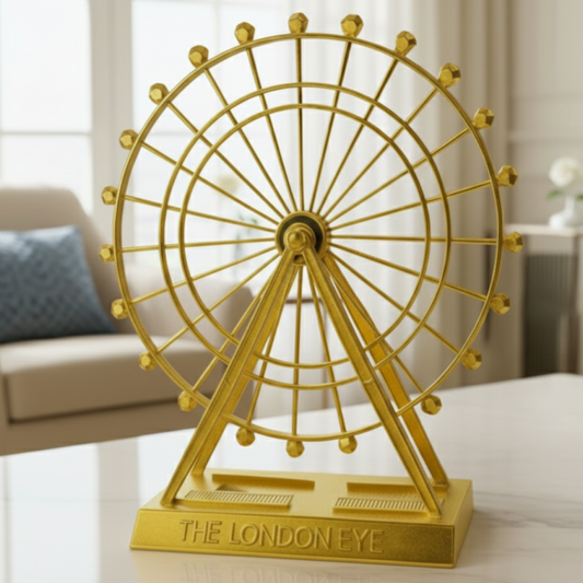 London Eye Decorative Piece Ferris Wheel Golden Metal Medium