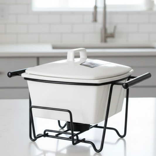 Brilliant Rectangular 7inch Casserole Dish with Stand & Glass Lid
