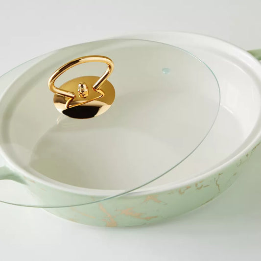 Brilliant 12inch Oval Ceramic Dish with Glass Lid