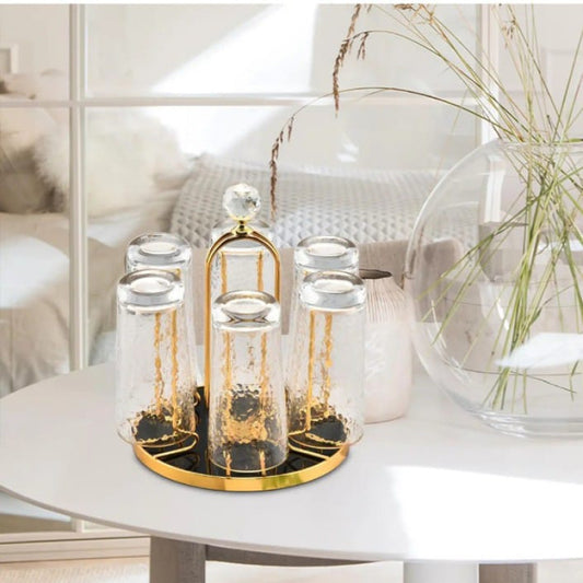 Golden Glass Stand Rotating