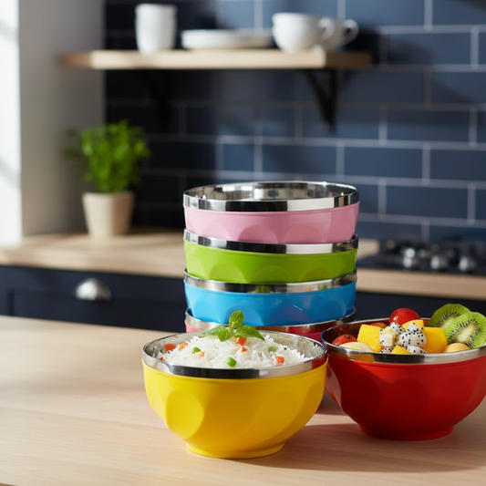 Colorful Double Layer Stainless Steel Bowl
