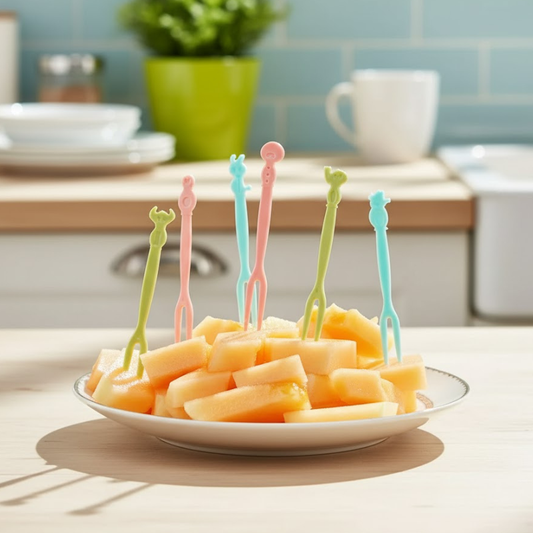 50 Pcs Fruit Forks Set with Box Reusable Mini Dessert & Snack Picks