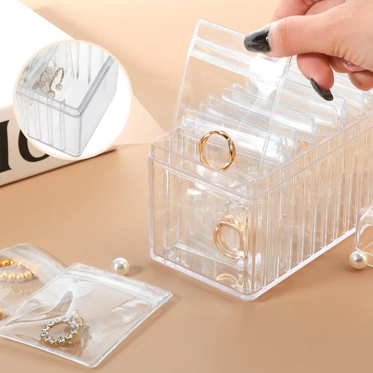 Acrylic Jewelry Organizer with 20 Pouches Transparent & Waterproof
