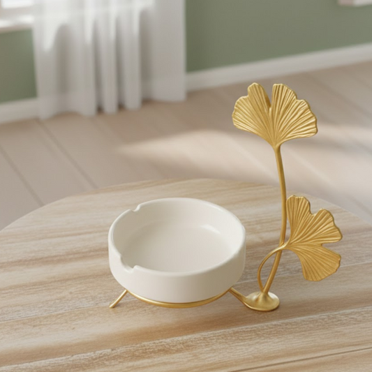 Luxury Ceramic Ginkgo Leaf Ashtray