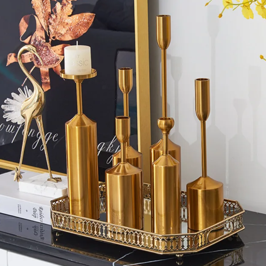 Set of 6 European Retro Metal Candle Holders