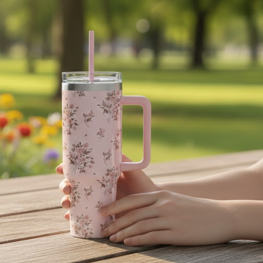 Pink Floral Insulated Tumbler 40oz