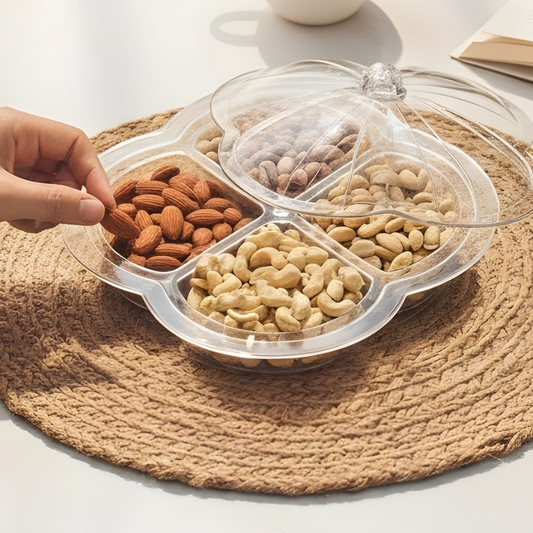 Dry Fruit Tray Premium Serving Dish 4 Compartment with Box