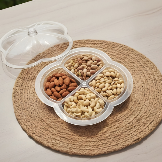 Dry Fruit Tray Premium Serving Dish 4 Compartment with Box