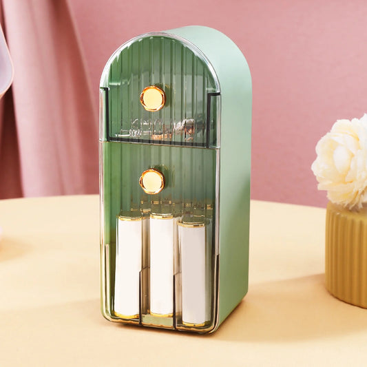 Elegant Green Lipstick & Cosmetic Organizer Durable ABS Storage Box
