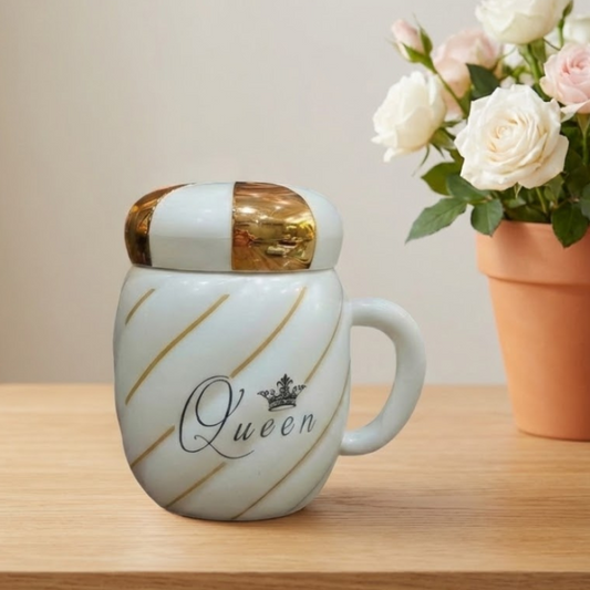 Ceramic Mug with Lid 350 ml 1 Piece Coffee Cup Black