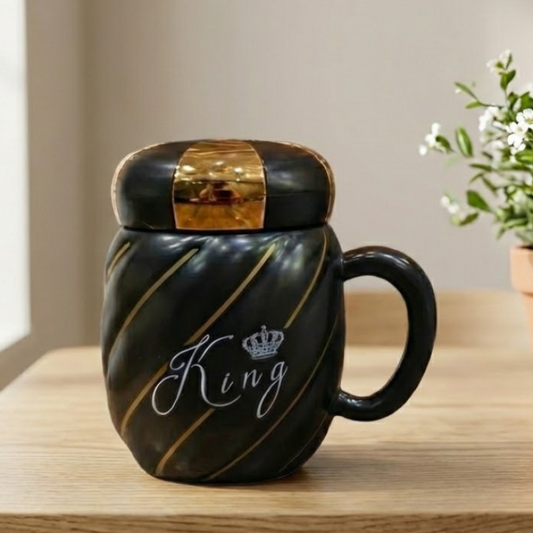 Ceramic Mug with Lid 350 ml 1 Piece Coffee Cup Black