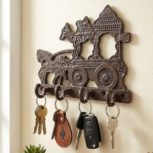 Horse Carriage 4 Hook Key Holder Decorative Wall Mount Key Rack