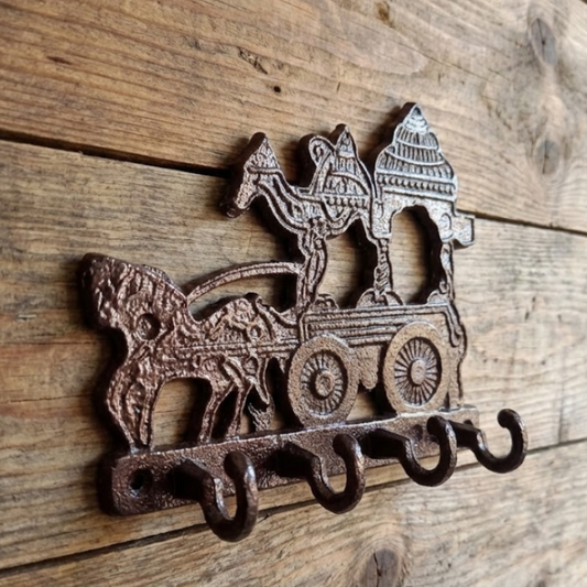 Horse Carriage 4 Hook Key Holder Decorative Wall Mount Key Rack