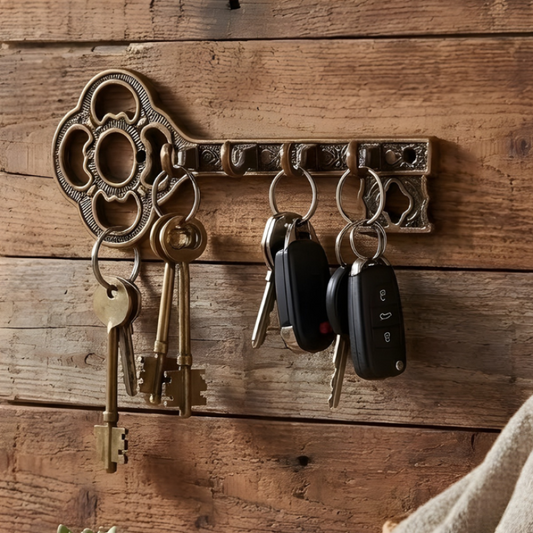 Decorative Wall Mounted Vintage Key Holder Metal with 4 Hooks