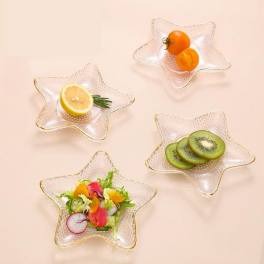 Acrylic 8 Pcs Star Shape Serving Plate Set with Metal Stand