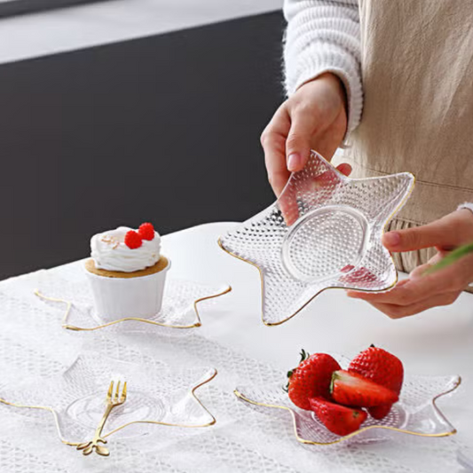 Acrylic 8 Pcs Star Shape Serving Plate Set with Metal Stand