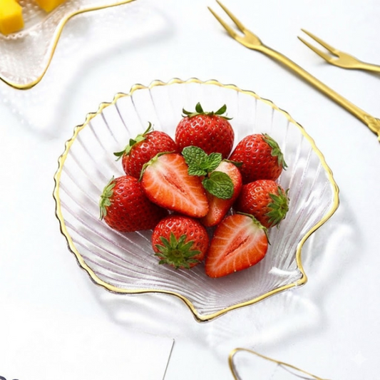 Acrylic 8 pcs Shell Shape Plate Set with Metal Stand