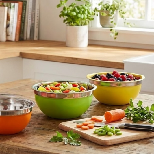 Stainless Steel 5 Piece Mixing & Food Bowl Set with Lids