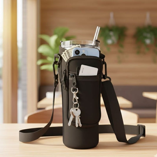 Carrier Bag For 40 OZ Tumbler With Phone Pocket Black