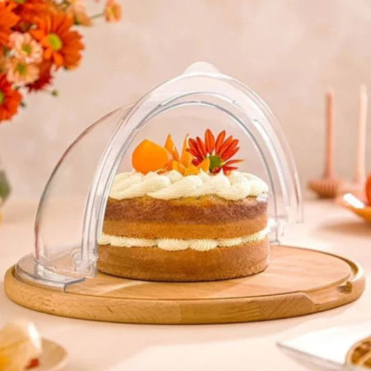 Limon Roll Top Serving Tray With Wooden Base
