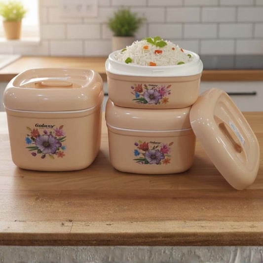 Food Carrier 3 Piece Set Stackable Insulated Hot & Cold Lunch Boxes