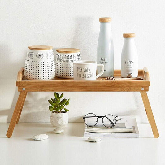 Bamboo Folding Breakfast Table With Folding Legs