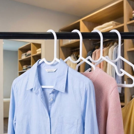 6pcs Plastic Clothes Hangers Space Saving Wardrobe Organizers