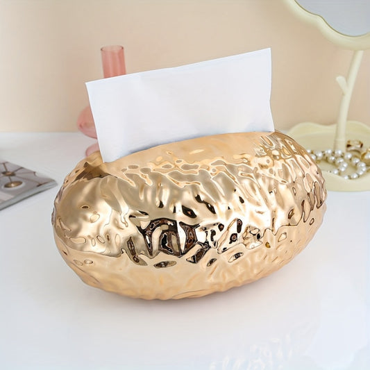 Egg Shaped Tissue Box Holder Stylish Gold Bathroom & Home Decor