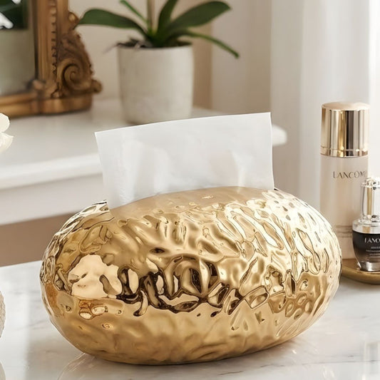Egg Shaped Tissue Box Holder Stylish Gold Bathroom & Home Decor
