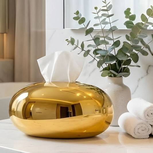 Egg Shape Golden Luxury Tissue Box Holder Decorative Tissue Cover
