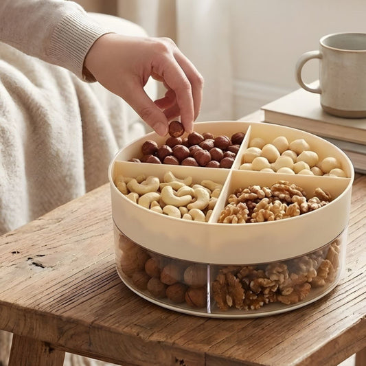 Luxury 4 Grid Dry Fruit & Snack Storage Jar with Crystal Lid
