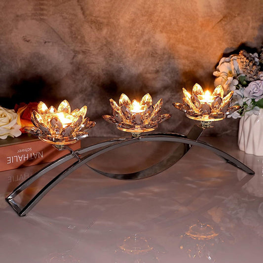 Metal Nordic Golden Crystal Candle Stand – Without Candles