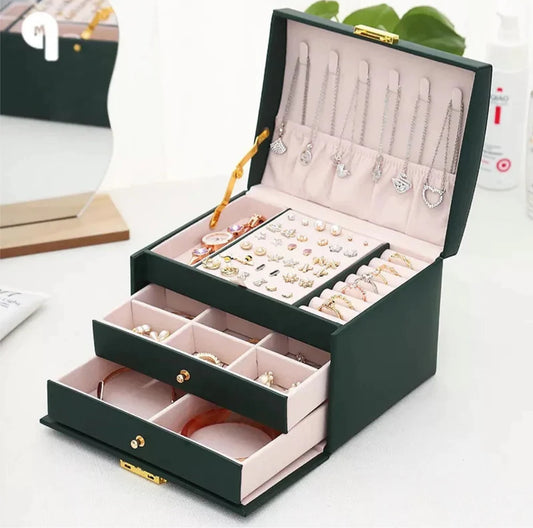 3 Tier Lockable Jewellery Box Secure Jewelry Organizer