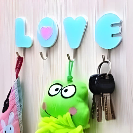 4 Piece Love Hook Set Decorative Wall Hooks for Home