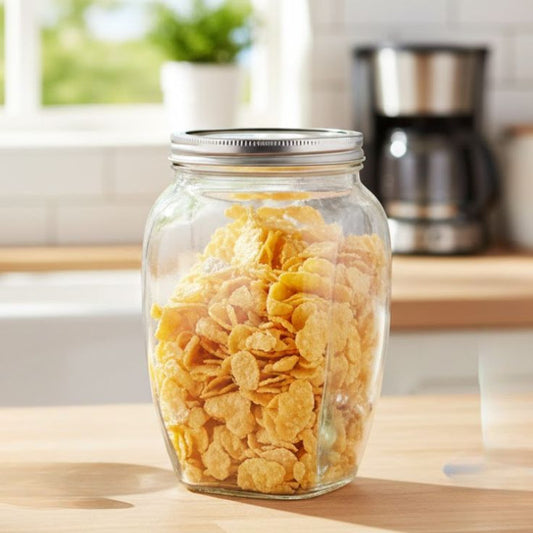 Ziba Airtight 1420 ML XL Glass Jar With Silver Lid