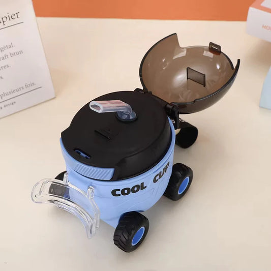 Car Shaped Kids Water Bottle with Straw & Strap - 550 ML