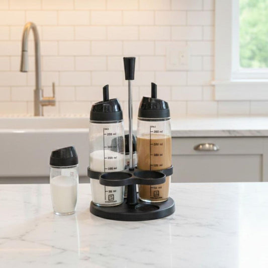 4 PCS Oil & Vinegar Bottle Set with Stand